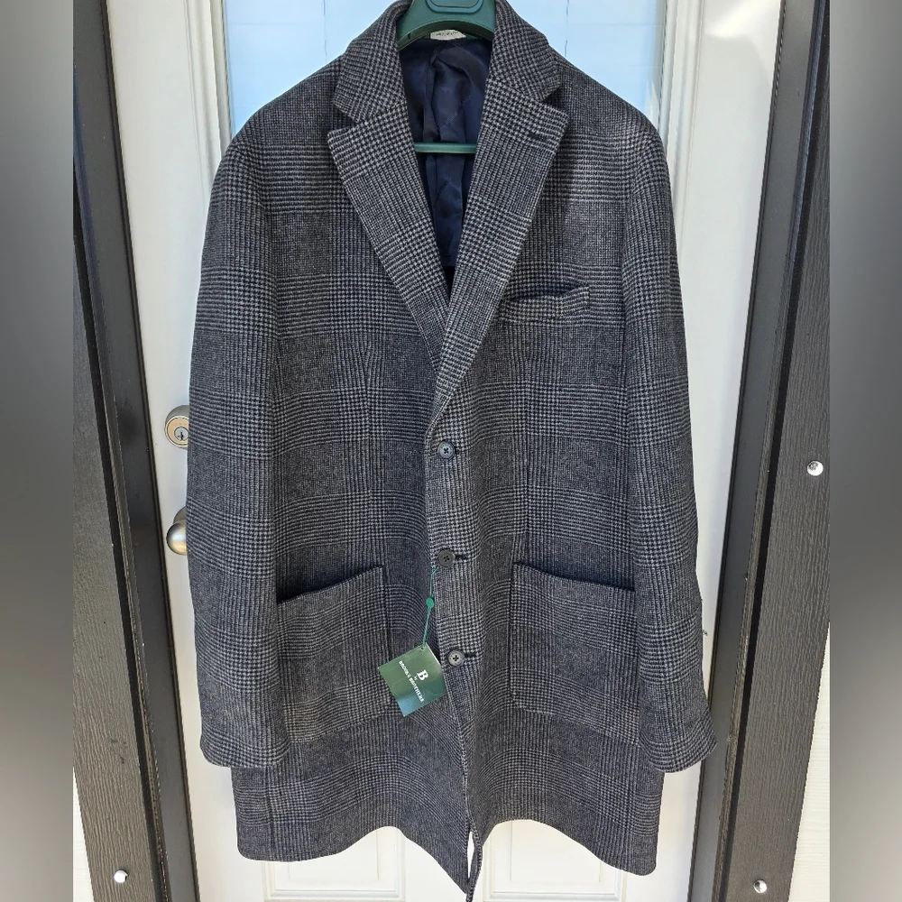 $495 B by Brooks Brothers Men's Plaid Wool Double-Face Overcoat Jacket Size 52L - Picture 3 of 13